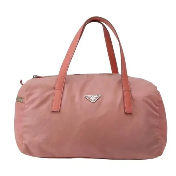 PRADA Hand Bag Nylon Pink Silver Auth